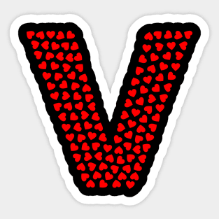 Letter V Heart Shape Initial Sticker